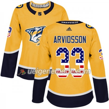 Dame Eishockey Nashville Predators Trikot Viktor Arvidsson 33 Adidas 2017-2018 Gold USA Flag Fashion Authentic